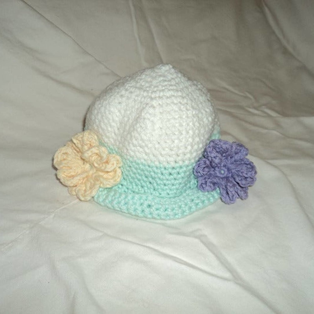 Handmade floral crochet bucket hat